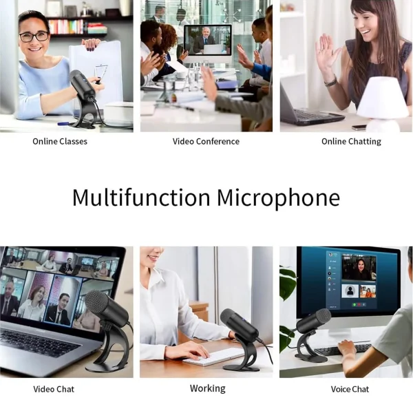 USB Computer Microphone, Podcast Mic Desktop with Mute Button for Recording Streaming, Omnidirectional Condenser, Plug&Play Stand with Volume Control for PC, Laptop, Mac, YouTube - Image 4