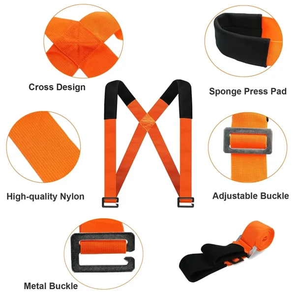 Holytech Moving Straps 2-Person Lifting Straps for Moving Furniture, Appliances, Mattresses or Any Item up to 800 lbs Orange - Image 2