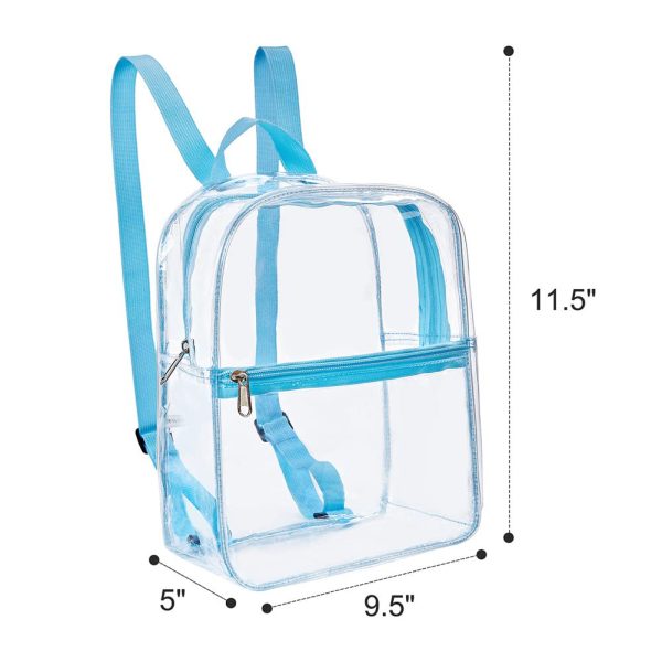 Emlimny Stadium Approved Clear Mini Backpack, Heavy Duty Cold-Resistant Transparent PVC Backpack with Work, Security Travel & Stadium(Sky Blue) - Image 3