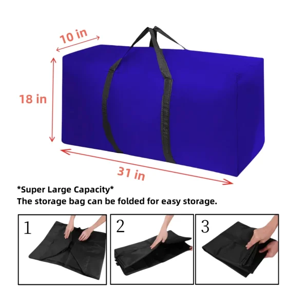 Sherry Extra Large Storage Bags Heavy Duty Moving Bags, Backpack Straps Strong Handles & Zippers，Alternative to Moving Boxes, Packing & Moving Supplies, Blue（4 Pack） - Image 4