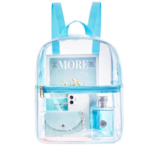 Emlimny Stadium Approved Clear Mini Backpack, Heavy Duty Cold-Resistant Transparent PVC Backpack with Work, Security Travel & Stadium(Sky Blue) - Image 4