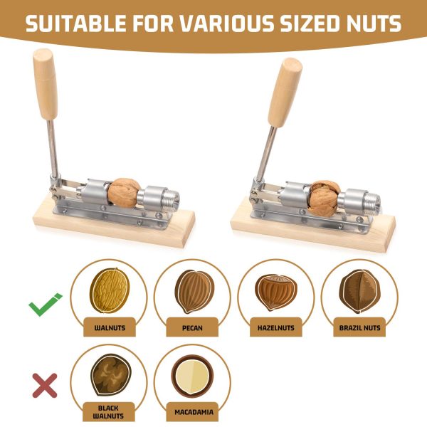 Holytech Nutcrackers for Nuts, Nut Crackers for Pecans, Heavy Duty Nut Cracking Tools, Adjustable Pecan Cracker Sheller, Pecan Nut Cracker Opener Tool for Walnuts Pecans Hazelnuts Almonds Brazil Nuts - Image 2