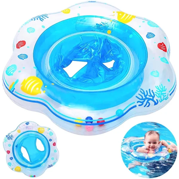 Baby Pool Floats, Inflatable Float Raft with Handle Safety Seat Double Airbag, Kids Swimming Ring Water Beach Floaties Party Toys, Toddler Swim Training for Infant of 4-48 Months