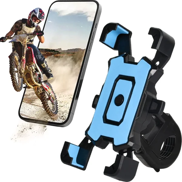 Bike Phone Holder for Easy Installation and Quick Release Bicycle - Bike Scooter Handlebar Clamp - Motorcycle Handlebar Phone Holder for iPhone 15 Pro Max, 14 Plus, 13, Galaxy S20 and more (Blue)