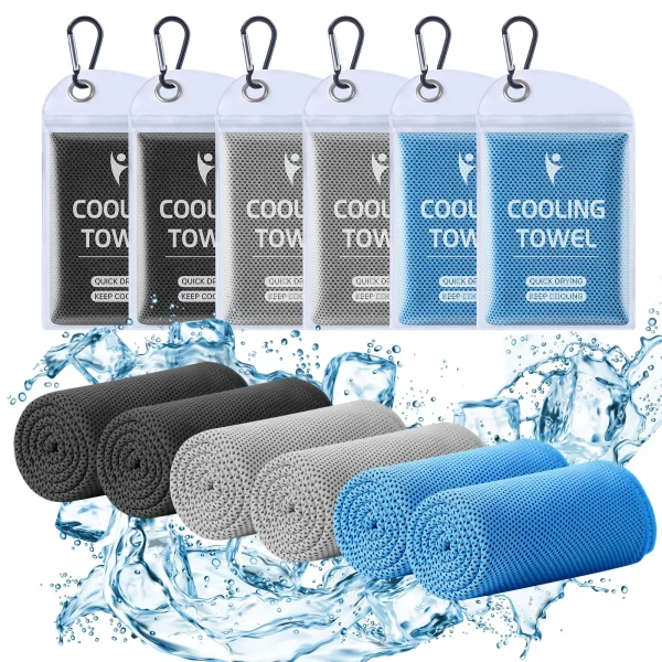 Sweat-absorbing towels(40"x12"), Holytech 6Pcs Breathable Gym Towels Cooling ,Cooling Towels for Gym Yoga, Camping, Fitness, Running