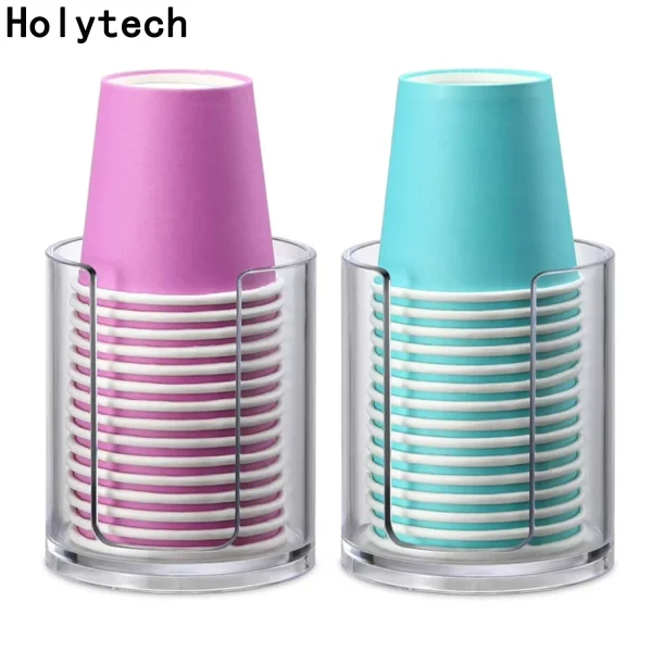 Holytech Bathroom Cup Dispenser, 2 Pack Mouthwash Cups Holder, Small Disposable Paper Cup Holders for Rinsing Cups On Bathroom Vanity Countertops