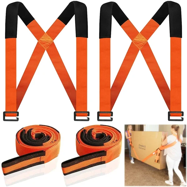 Holytech Moving Straps 2-Person Lifting Straps for Moving Furniture, Appliances, Mattresses or Any Item up to 800 lbs Orange