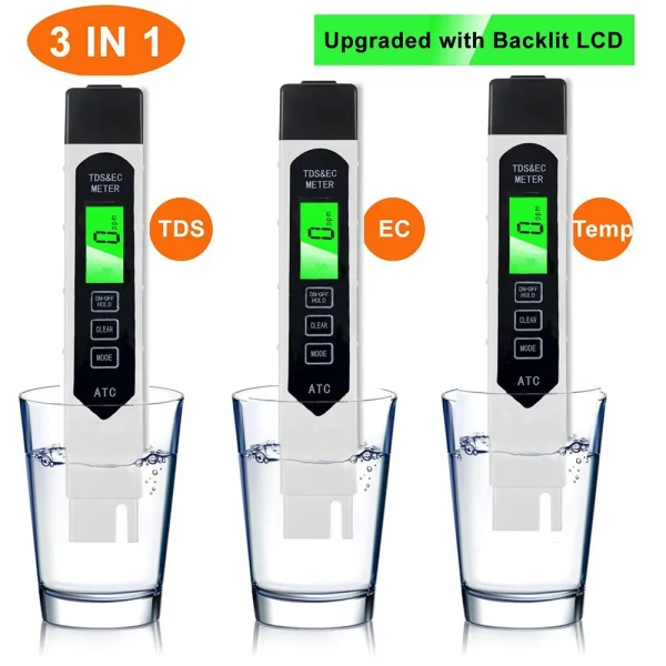 TDS Meter Digital Water Tester, Accurate Professional 4-in-1 TDS, Temperature and EC Meter, 0-9990ppm, Ideal Water Test Meter for Drinking Water, Aquariums,Water Tester for Drinking Water - Image 2