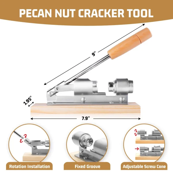 Holytech Nutcrackers for Nuts, Nut Crackers for Pecans, Heavy Duty Nut Cracking Tools, Adjustable Pecan Cracker Sheller, Pecan Nut Cracker Opener Tool for Walnuts Pecans Hazelnuts Almonds Brazil Nuts - Image 5