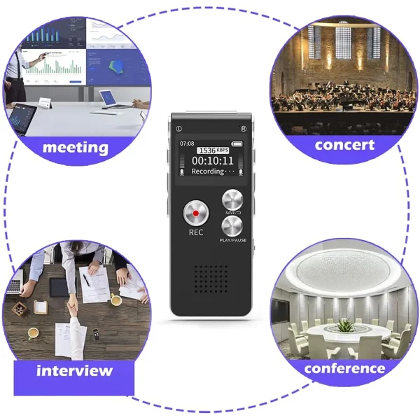 Digital Voice Recorder 8GB Voice Recorder with Playback for Lectures - USB Dictaphone Upgraded Small Tape Recorder Device - Image 2